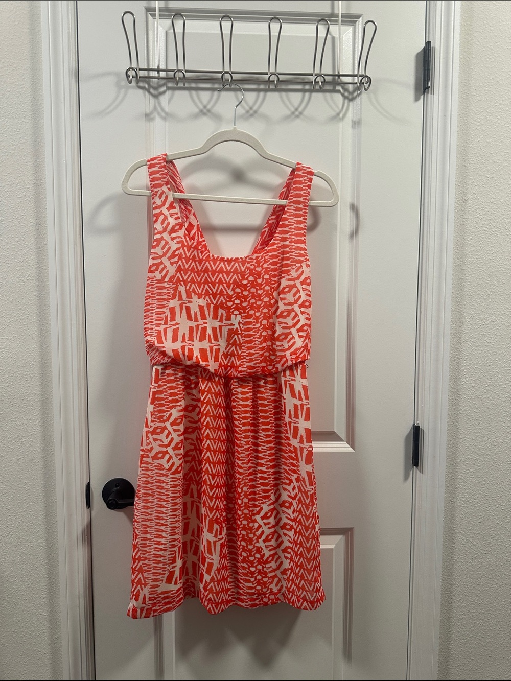 Orange Patterned Sleeveless Summer Dress size 6